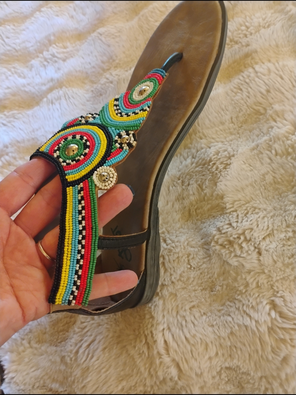 Handcrafted Beaded Multicolor Women's Thong Sandals OTBT - Picture 5 of 9